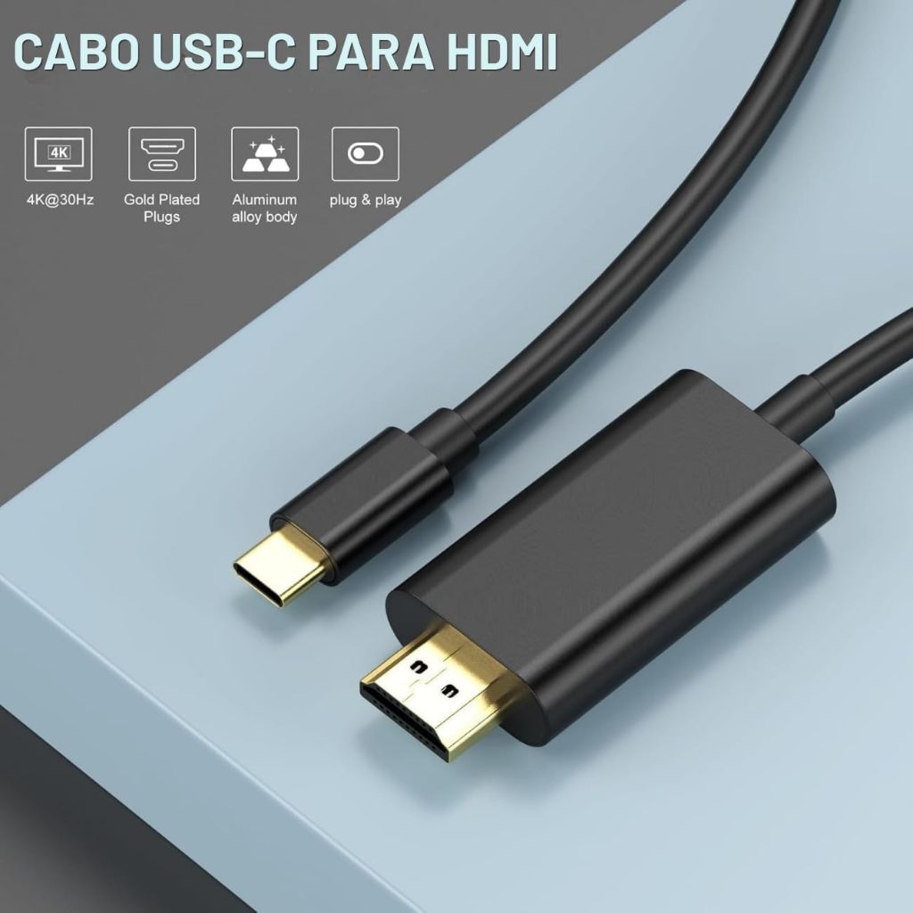 CABO HDMI USB-C TIPO C 4K 1.8Metros Espelhamento de Tela para Notebook Celular Tablet TV Monitor — imagem 2 de 2