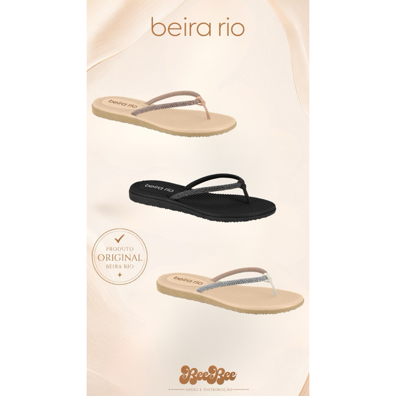 Sandália rasteira chinelo Beira Rio com Strass - 8395