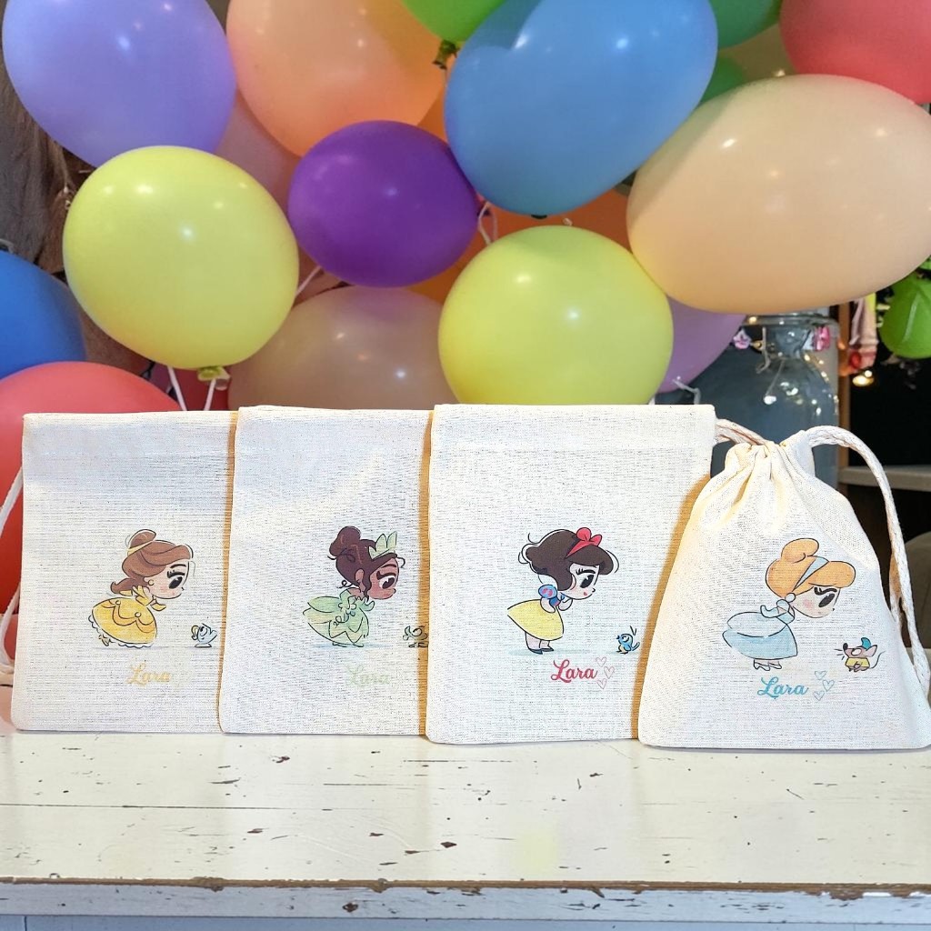 10+ Saquinho Surpresa Aniversário Estampas Princesas Lembrancinha Personalizada de Aniversário