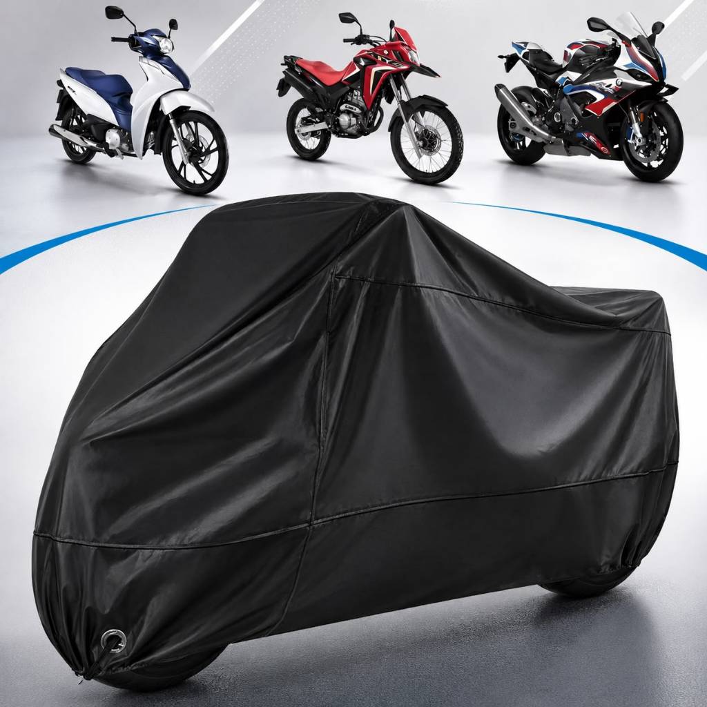 Capa Para Cobrir Moto Couro Protetora Térmica Impermeável Forrada Proteção Contra Riscos Sol Chuva