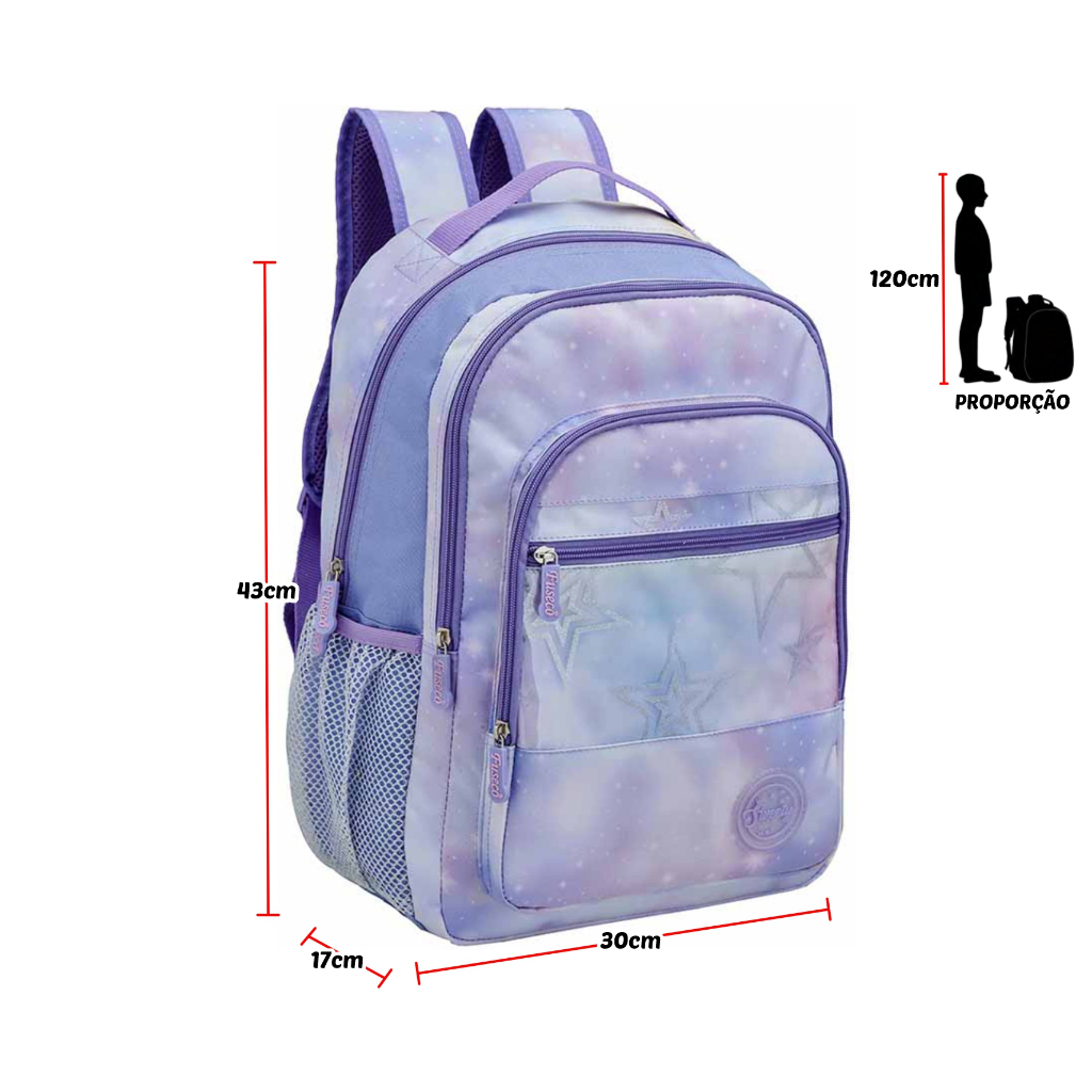 Mochila de Costas Infantil Menina Escolar Alças Acolchoadas Reforçada Durável Colorida