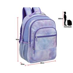 Mochila de Costas Infantil Menina Escolar Alças Acolchoadas Reforçada Durável Colorida