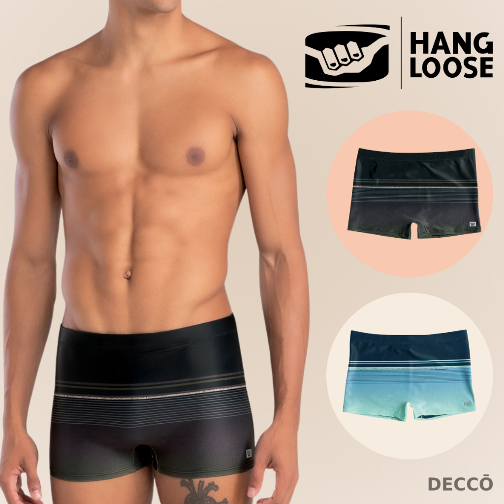 Sunga Estampada Boxer Hang Loose Forrada com Cordão de Regulagem Moda Praia Moda Praia FPS 50 Verão