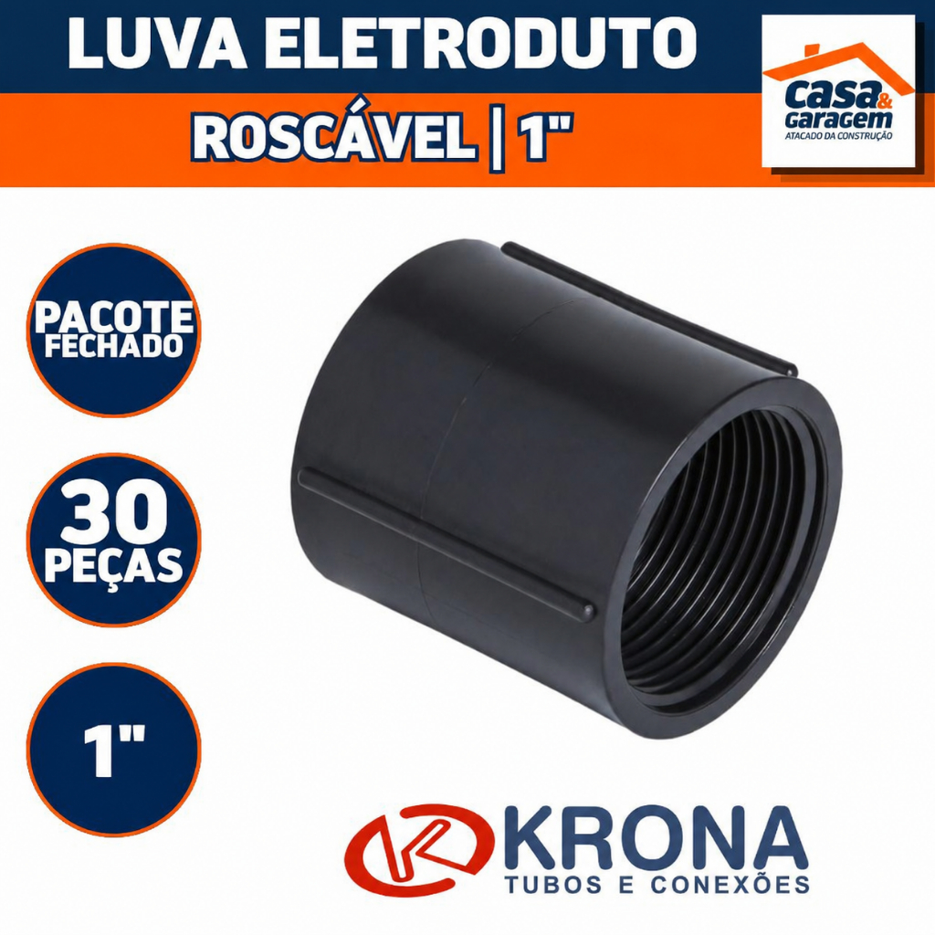 Kit Com 30 Luvas Eletroduto Roscavel 1" 32mm Krona
