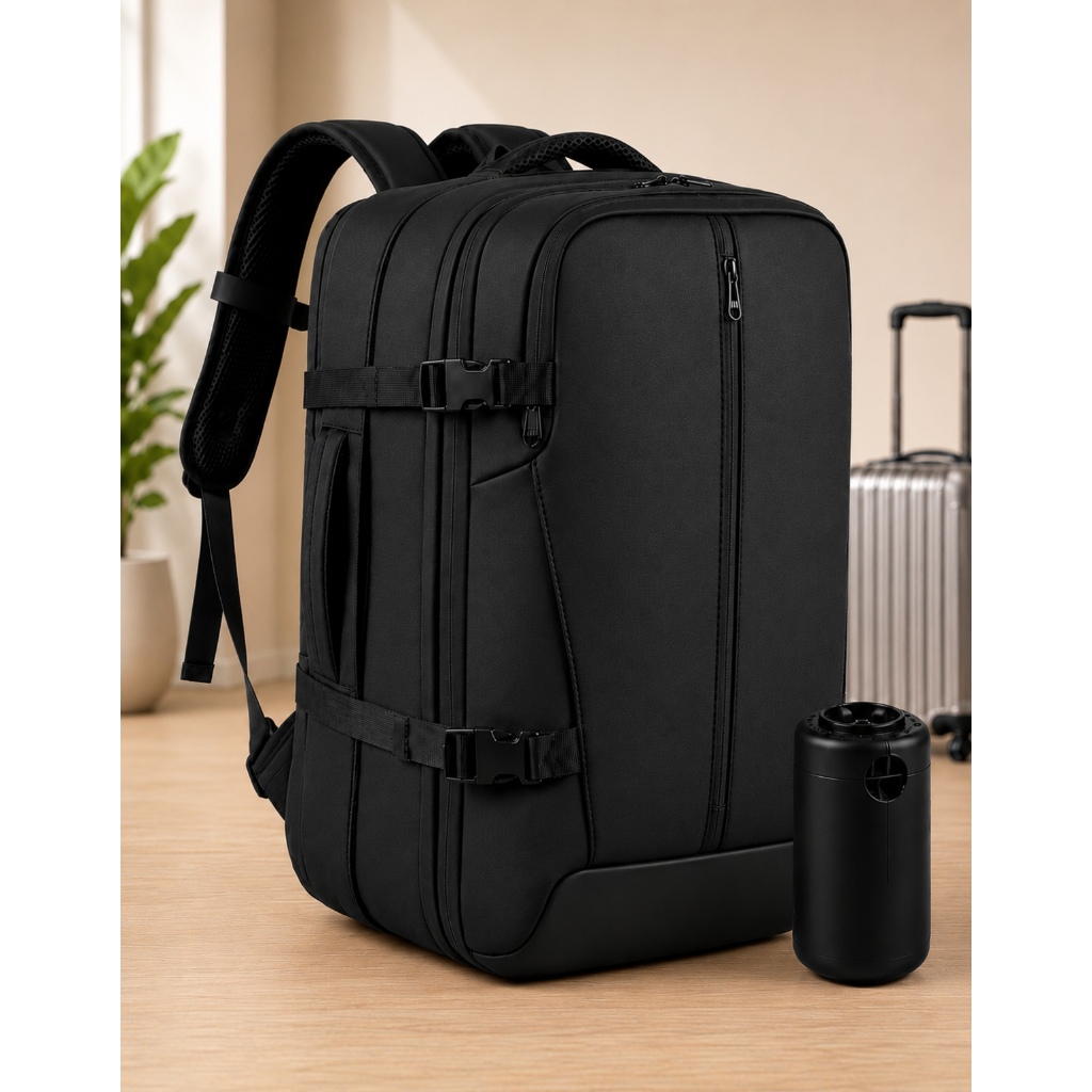 Mochila Executiva Grande Expansível Notebook Viagem Bagagem de Bordo Impermeável A Vácuo