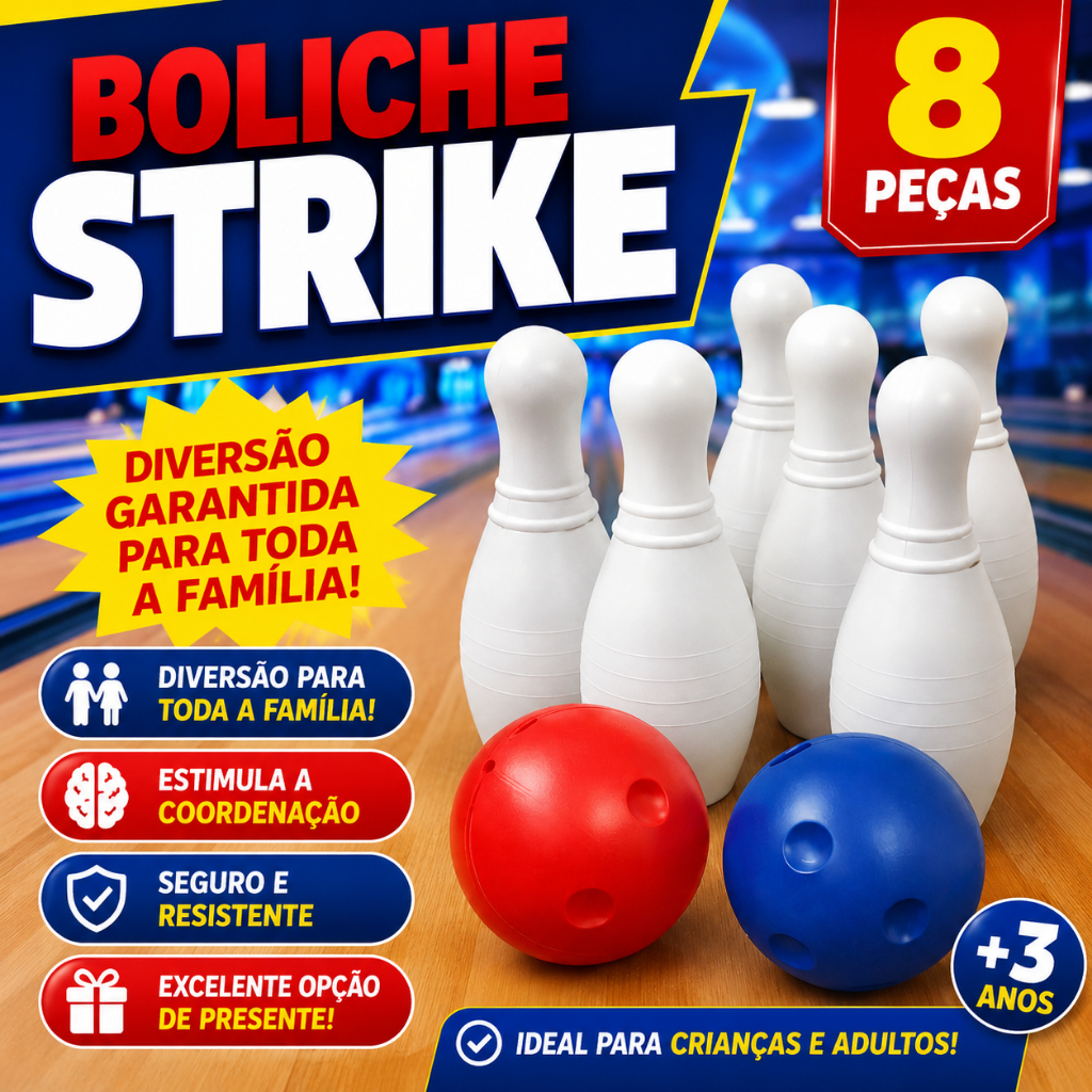 Mini Boliche Infantil 8 Peças 6 Pinos 2 Bolas 17cm Brinquedo Educativo Diversão Família
