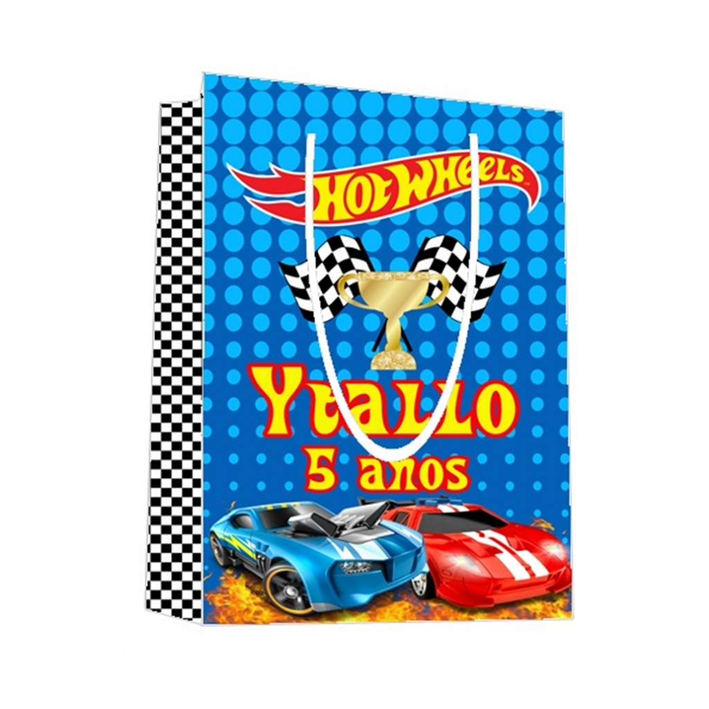 Sacolinha Hotwheels Personalizada para Aniversário/ Lembrancinha Festa Infantil / Qualquer nome e idade
