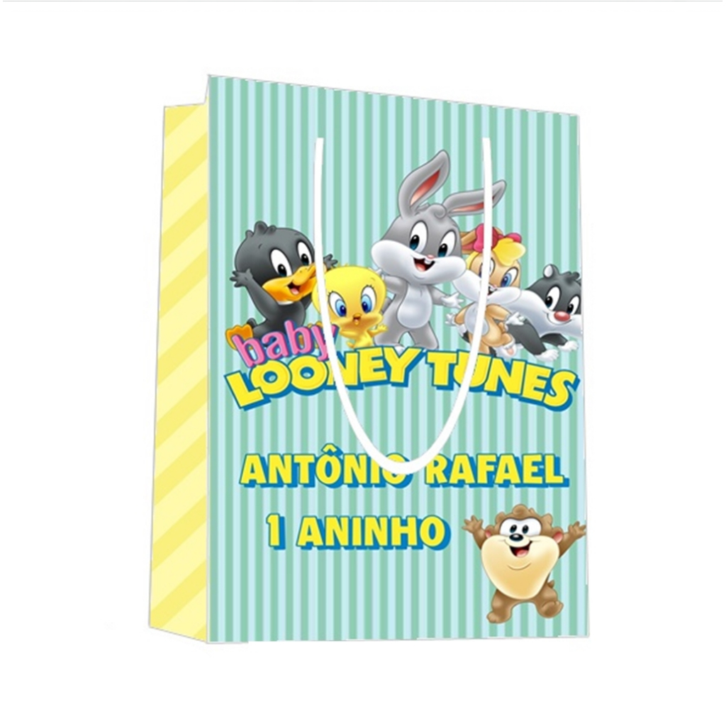 Sacolinha Baby Looney Tunes Personalizada para Aniversário/ Lembrancinha Festa Infantil / Qualquer nome e idade