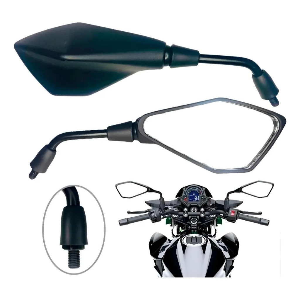 Retrovisor Z400 Mini Haste Fixo Rosca Honda M10 Para Moto CG Titan Fan Start 125 150 160 Bros XRE
