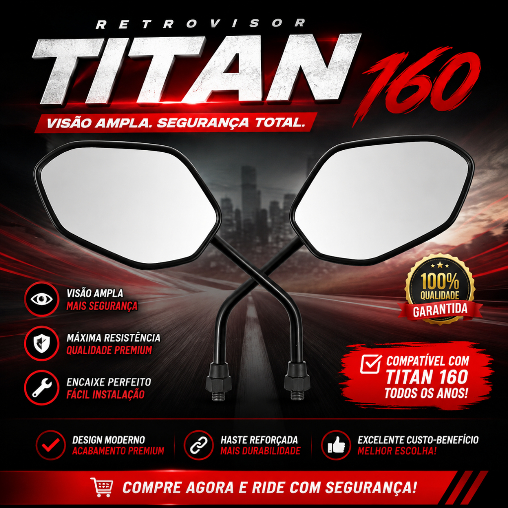 Par Retrovisor Titan Fan Start 160 CG Today 125 150 160 Rosca Honda — imagem 2 de 2