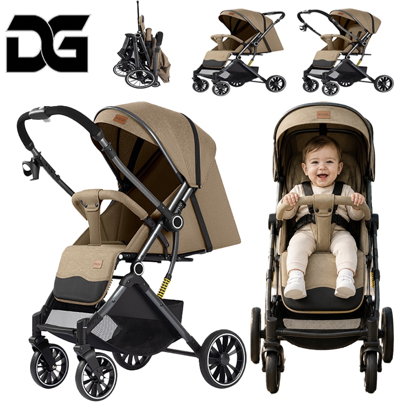 Carrinho de Bebê Dobrável Compacto, Reclinável, Assento Deitável, Amortecimento,Cesta Arrumada para Passeio com Bebê-P30