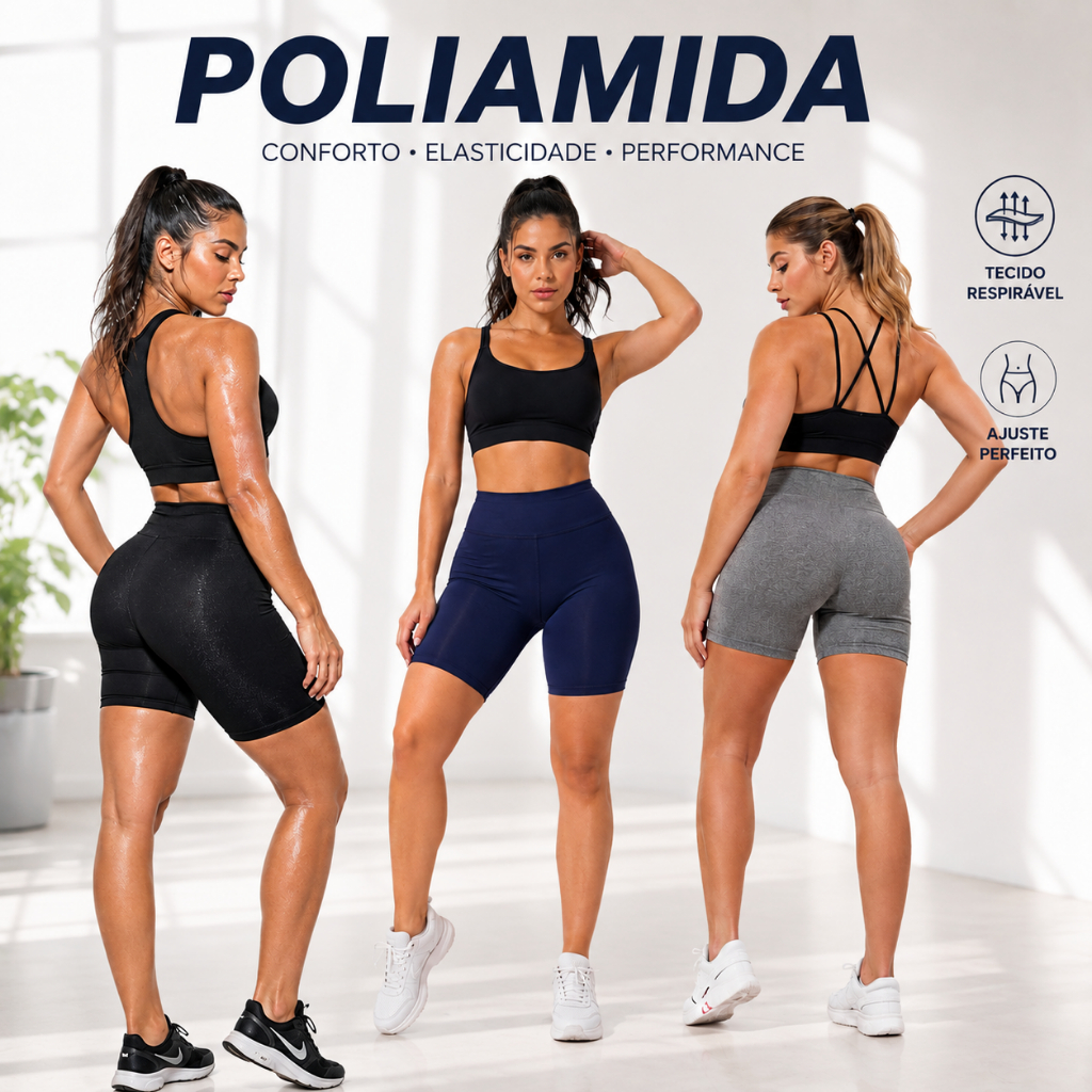 Bermuda academia feminina poliamida zero transparencia