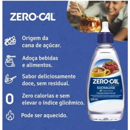 Kit 6 unidades Zero Cal Stévia 80ml cada — imagem 2 de 2