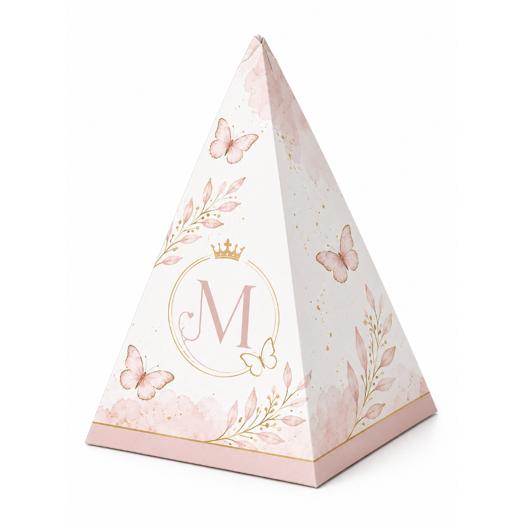 Metamorfose Caixa Pirâmide Personalizada Luxo (QUALQUER TEMA) | Lembrancinha para Festa Infantil