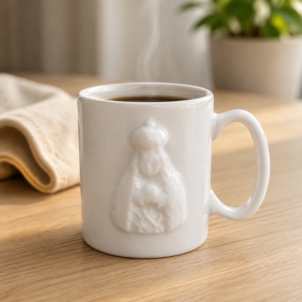 Caneca Nossa Senhora Aparecida Cerâmica Decorativa Religiosa Ideal Para Café Chá Presente Especial