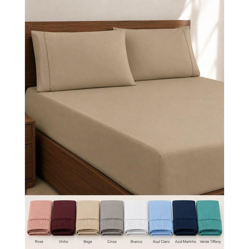 Lencol Solteiro 2 pcs Micropercal 400 fios, Toque Premium Com elastico, Acabamento E Sofisticação, Tecido De Qualidade