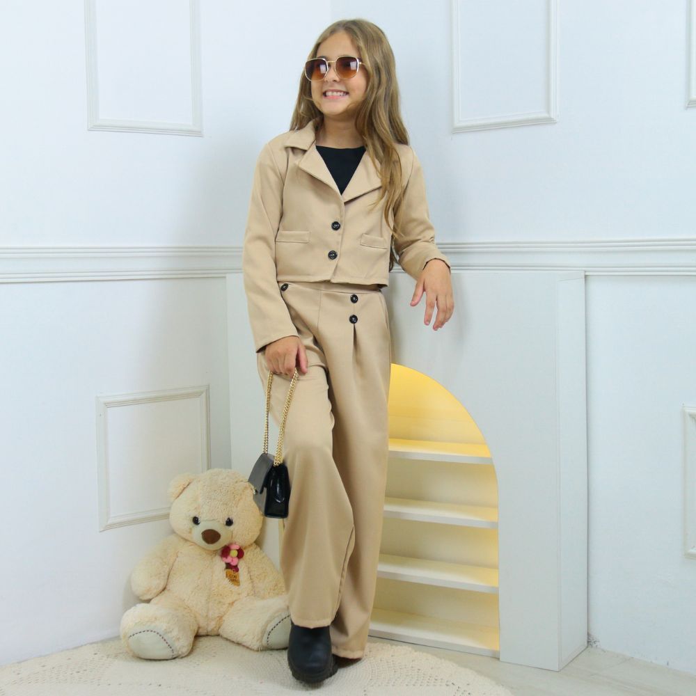 Conjunto com Blazer e Calça Pantalona Infantil Feminino