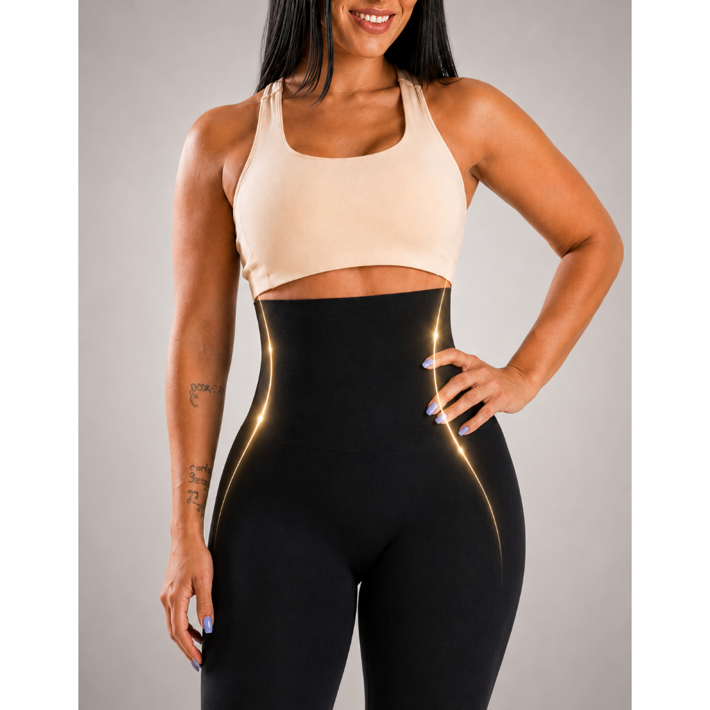Calça Legging Feminina Cintura Alta Modeladora Suplex Academia Fitness Zero Transparência Plus Size