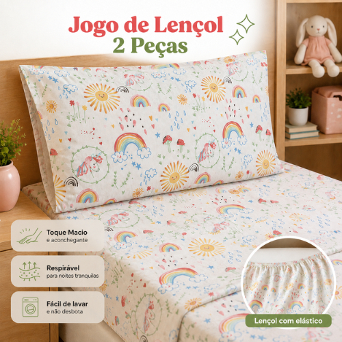 Jogo de Lençol Solteiro Infantil 2 Peças Microfibra Estampado Menino Menina Macio Cama Solteiro