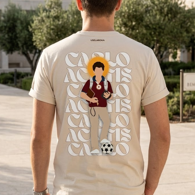 Camiseta Cristã Católica Carlo Acutis Unissex 100% Algodão Lançamento