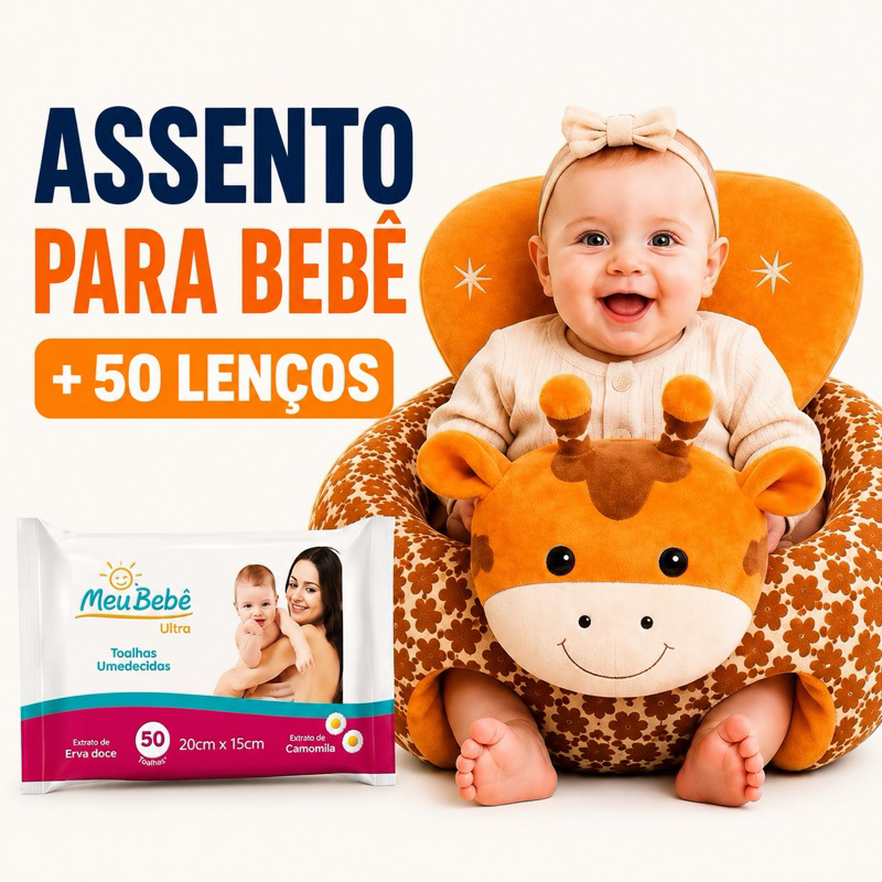 Assento Para Bebê Sentar Sofazinho Almofada de Apoio Infantil + Lenço Umedecido