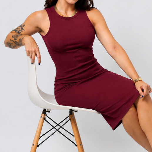Vestido Feminino Curto Regata Listrado Midi de Algodão premium