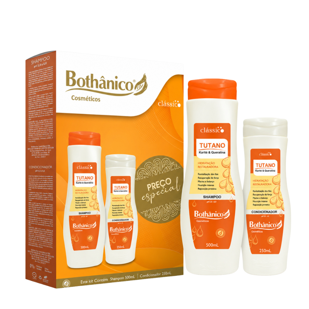 Kit Shampoo 500ml +Condicionador 250ml Tutano Karite Nutrição e Hidratação Bothanico Hair Cosméticos