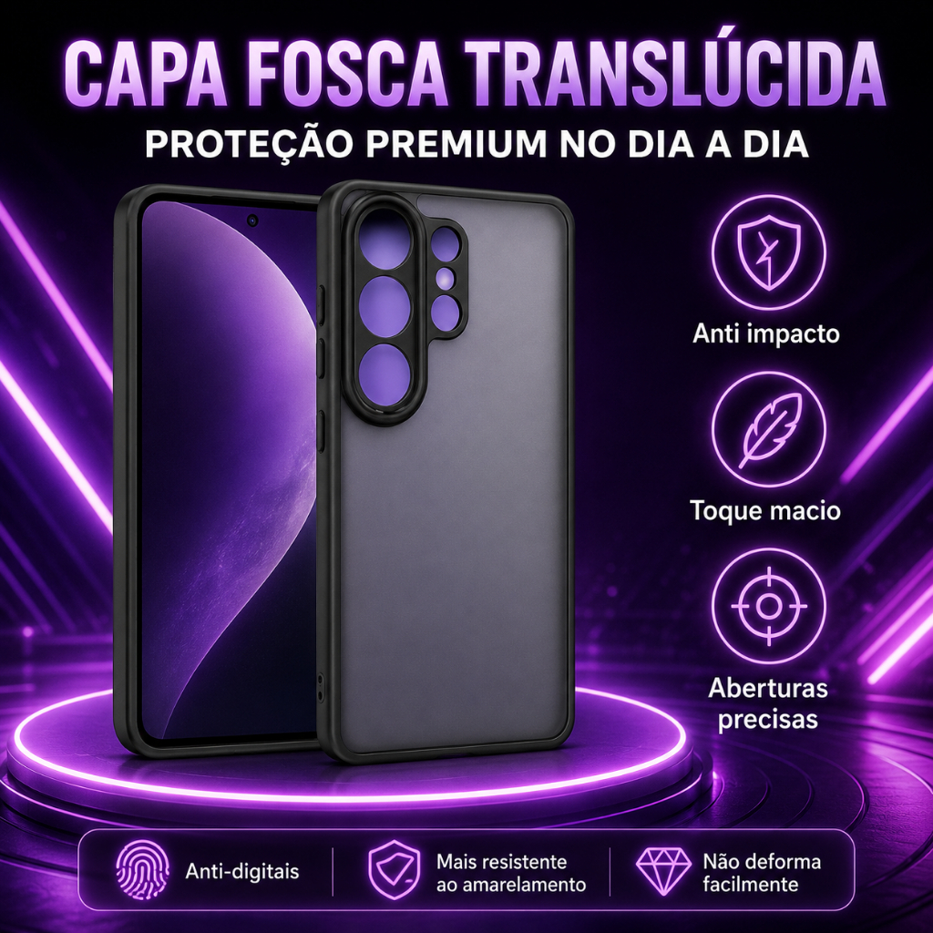 CAPA FOSCA TRANSLÚCIDA CAPINHA  ANDROIDE P/PRETO  S26 ULTRA/S25/S24ULTRA/S25ULTRA/S25PLUS/S20FE/S24FE/S21FE/S25 FE