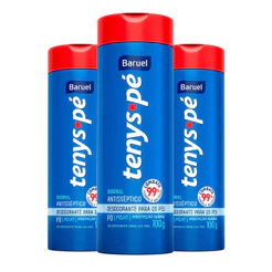 Kit 3un Talco Tenys Pé Baruel Tradicional 100g
