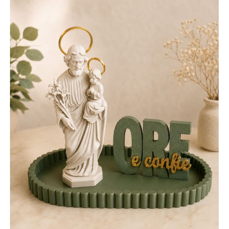 São José e Menino Jesus | Imagem Religiosa | Decoração Católica | Oratório | Presente Religioso | Cantinho de Oração