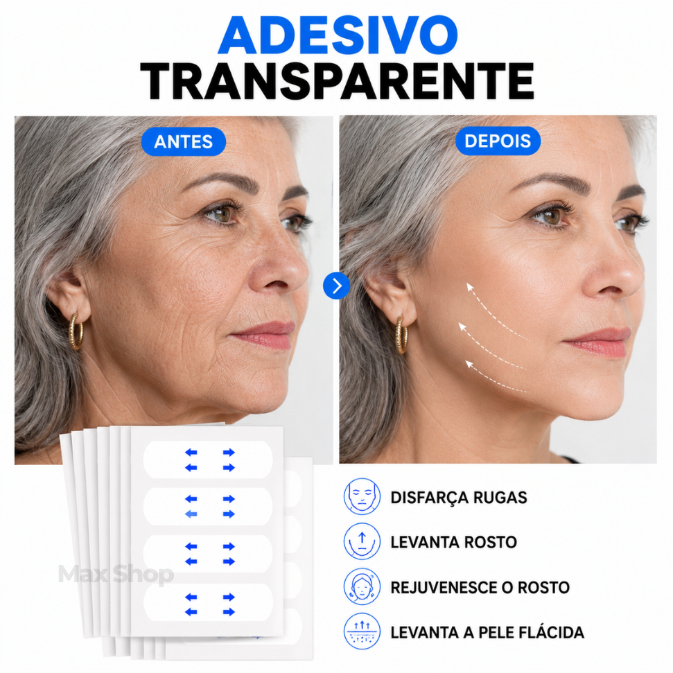 Fita Lifting Facial Invisível Para Pele Flácida Rugas Adesivo Antirrugas Efeito Pele Esticada Rejuvenescedor