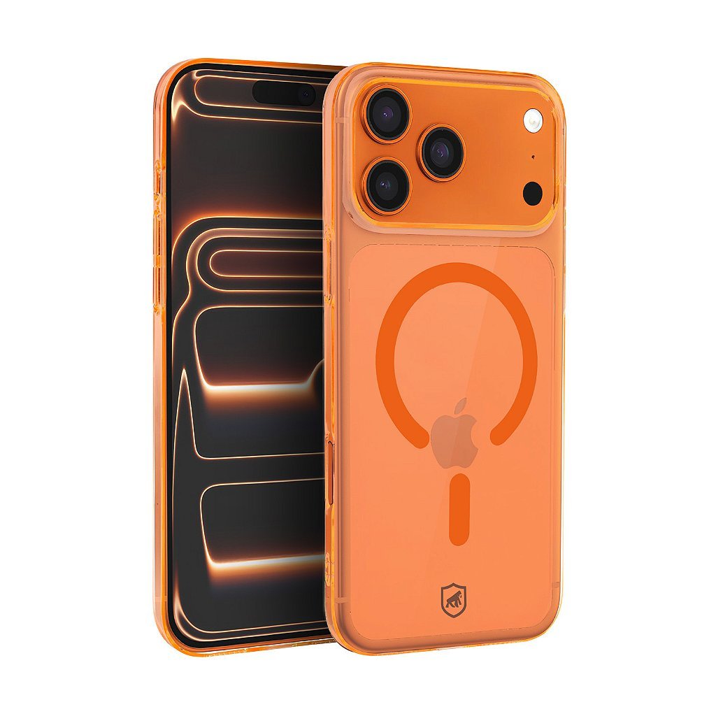 Gshield Capa Case Capinha Crystal Slim em Acrílico Compatível com Magsafe para iPhone 17 Pro, Laranja