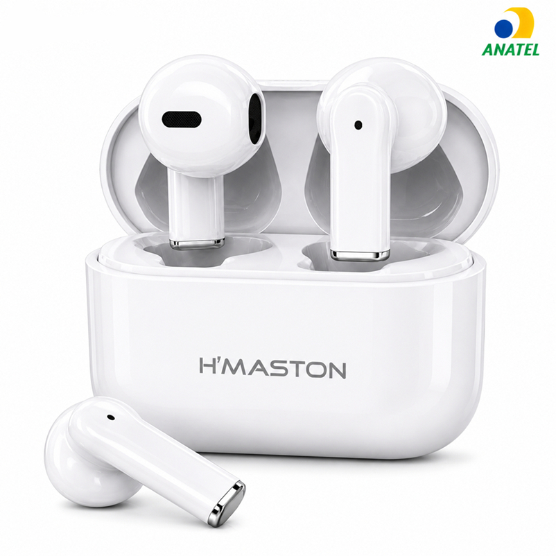 Fone de Ouvido Bluetooth 5.4 Sem Fio TWS com Cancelamento de Ruído e Microfone para Android e iPhone H’Maston F917