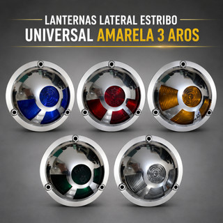 Kit 5/10 Lanterna Lateral Estribo Universal 3 Aros para Caminhão e Carreta Verde/Azul/Cristal/Vermelha/Amarela