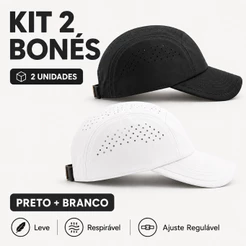 Kit 2 Bonés Corrida Esportivo Furado a Laser Leve Respirável Aba Flexível Dry Fit Ajustável Unissex