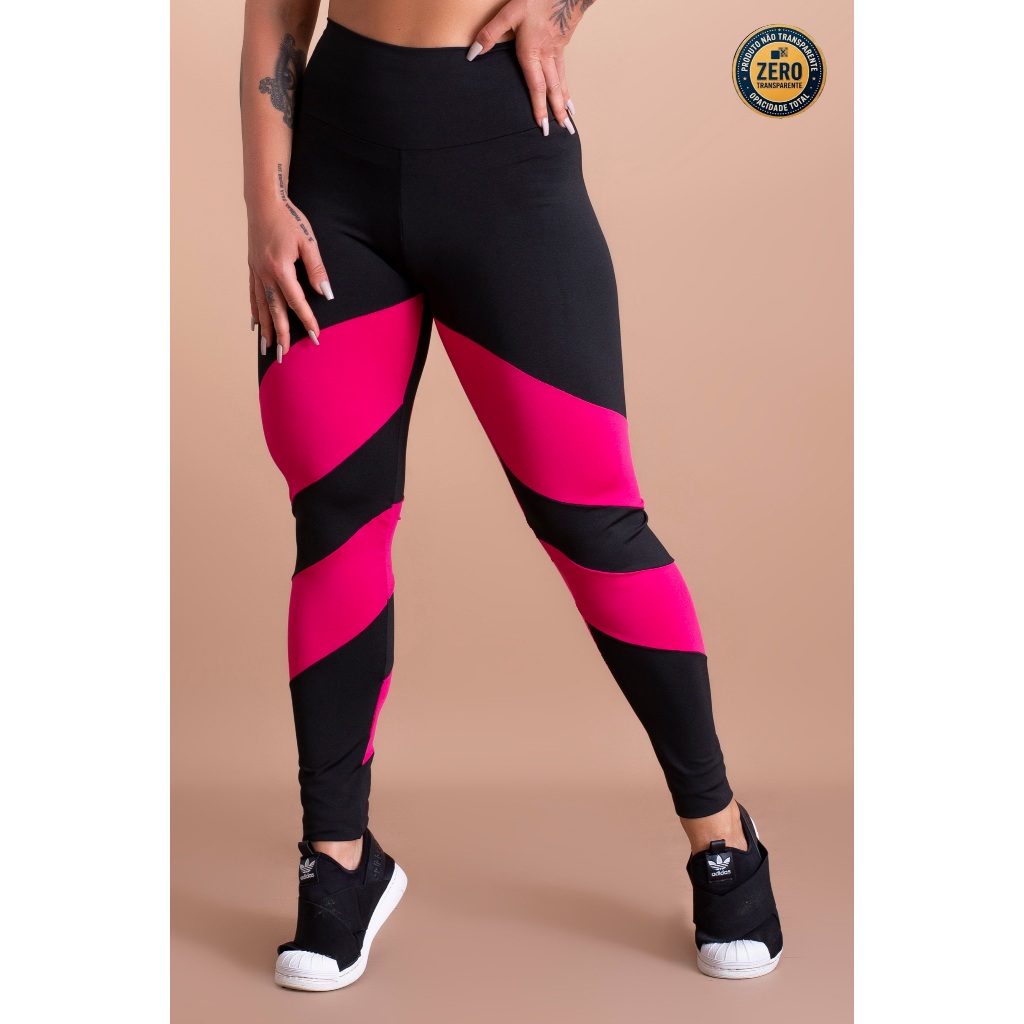 Calça Legging Cintura Alta Feminina Detalhe Perna Moda Academia Fitness ZERO TRANSPARÊNCIA