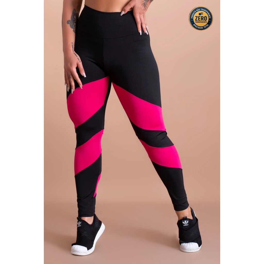 Calça Legging Cintura Alta Feminina Detalhe Perna Moda Academia Fitness ZERO TRANSPARÊNCIA — imagem 1