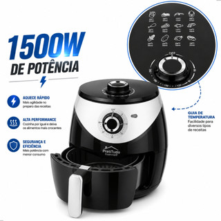 Fritadeira Air Fryer Elétrica Sem Óleo 3,8 Litros 1500w 127v Preta Pratitudo Essencial Ti…