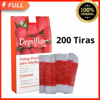 200 Tiras de Cera Depilatória Facial Morango 100 Pares Unidades Sobrancelhas Buço — Prontas para Uso Depilflax