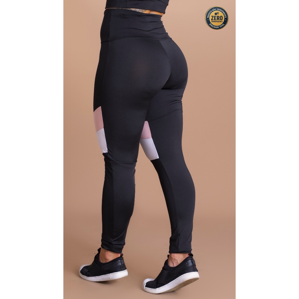 Calça Legging Feminina Fitness Academia Recorte Perna Moda Treino ZERO TRANSPARÊNCIA — imagem 2 de 2