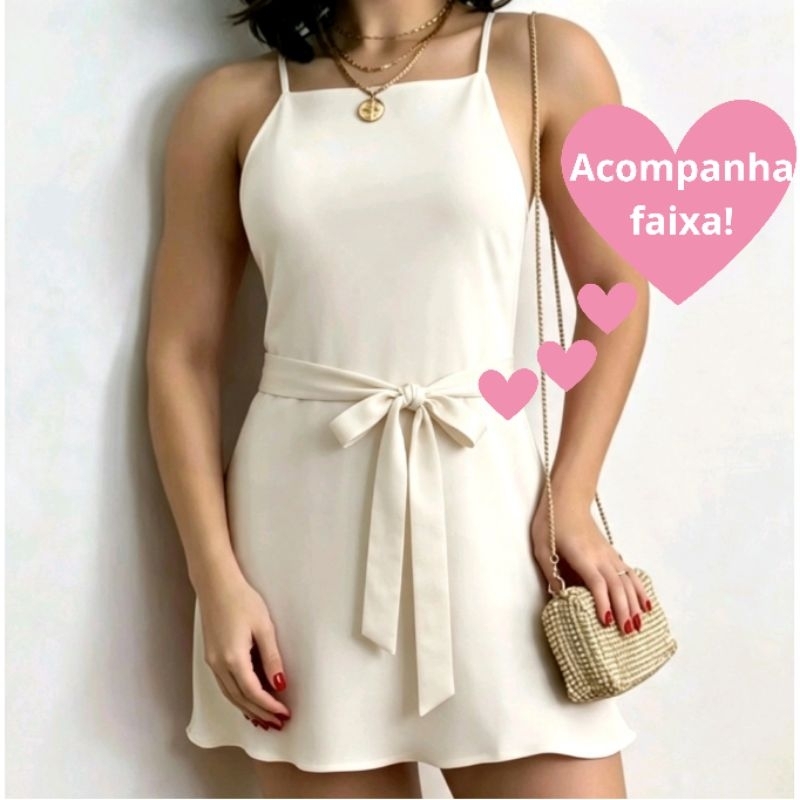 Vestido/Macaquinho feminino curto alças reguláveis soltinho duna