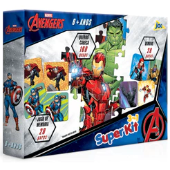 SUPER KIT OS VINGADORES 148 PEÇAS QUEBRA CABEÇA + DOMINÓ + JOGO DE MEMÓRIA TOYSTER EDUCATIVO PUZZLE