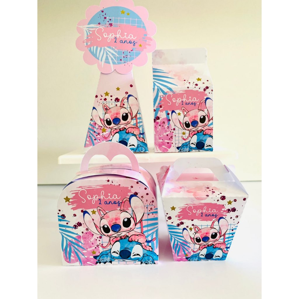 Kit Caixinhas Personalizadas Kit Festa Pegue e Monte Personalizado Stitch e Angel Lembrancinhas de Festa Infantil