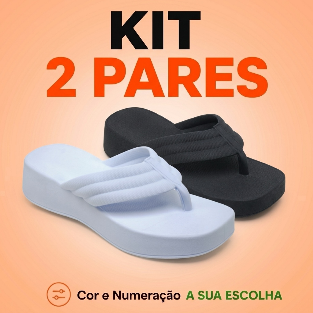 Kit 2 Pares Chinelo Tamanco Nuvem Feminino Plataforma Ortopédico Sandalia Leve Confortável Blogueira