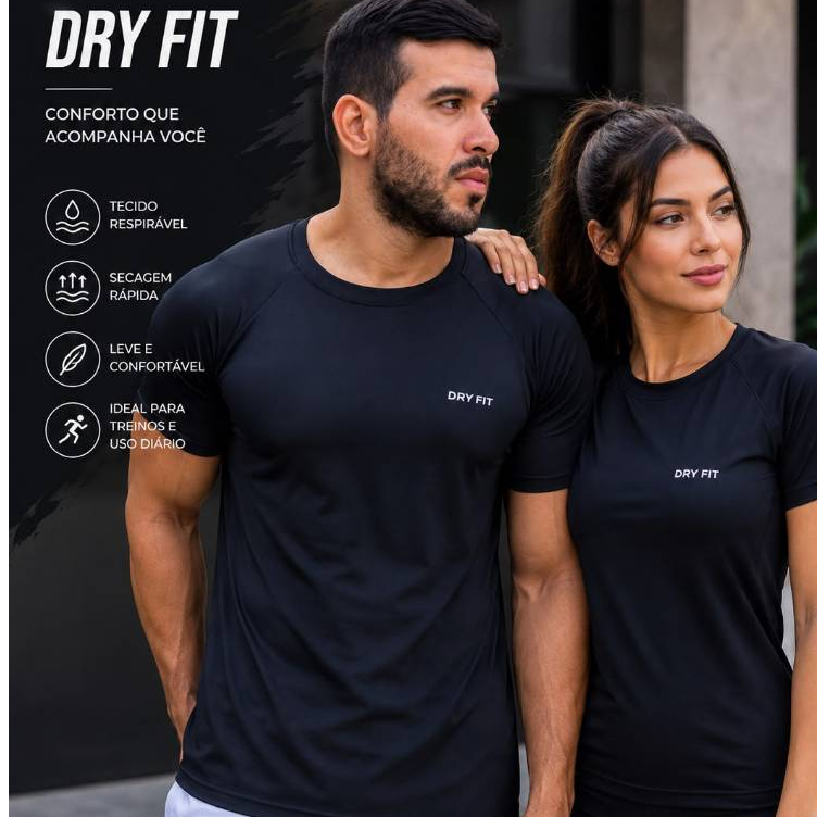 Camiseta Fitness Unissex Preta CrossFit Musculação Academia Camiseta Dry Fit Esportiva Corrida