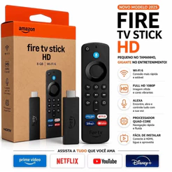 Novo Amazon Fire Stick TV Full HD 2ª Geração Alexa Comando de Voz Original - Preto
