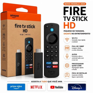 Novo Amazon Fire Stick TV Full HD 2ª Geração Alexa Comando de Voz Original - Preto