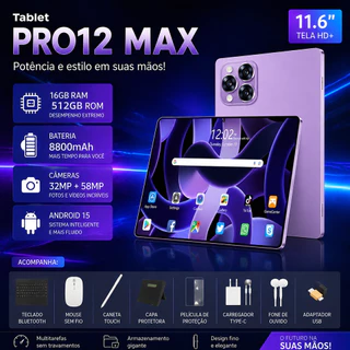 Tablet Galaxy Pro12 Max |16GB + 512GB | Android 15 | 11.6" HD screen | 5G | Snapdragon 888 with Free