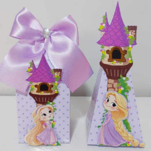 Kit Festa Caixas RAPUNZEL ENROLADOS Personalizadas 3D Lembrancinhas Festa Infantil Aniversário