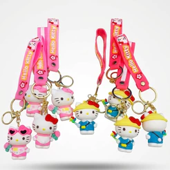 Chaveiro Silicone Hello Kitty Coleção Sanrio Fofo Bolsa Chaves Pingente Presente Acessório Menina
